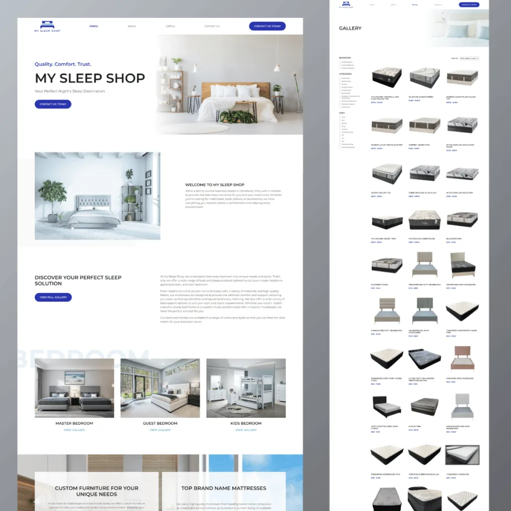 My Sleep Shop Website